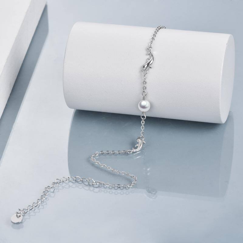 Ocean Theme Anklet Sterling Silver Dolphin Anklets with Pearl for Women Gifts