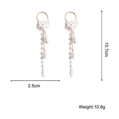 925 Silver Needle Korean Version Flower Pearl Earrings