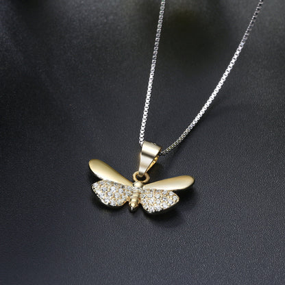 S925 Sterling Silver Temperamental Butterfly Zircon Necklace