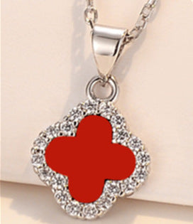 Silver Four-leaf Clover Necklace Pendant Women's Accessories