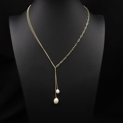 Natural Freshwater Pearl Sweater Chain All-match Special-interest Design