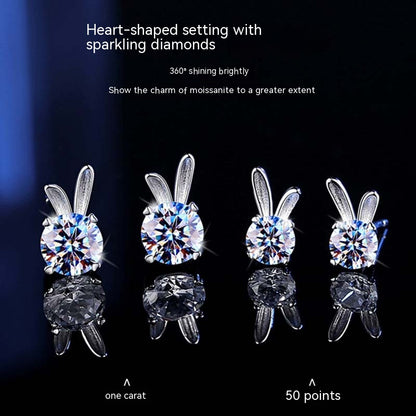 Women's Rabbit Moissanite Sterling Silver Earrings