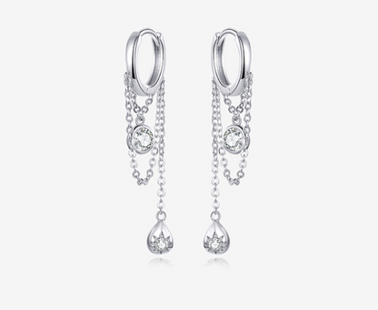 Rebellious personality long s925 sterling silver earrings women plated platinum anti-allergic silver earrings