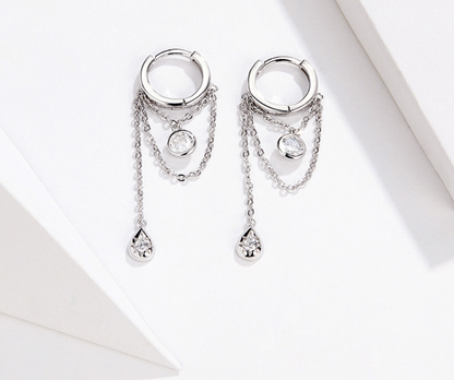 Rebellious personality long s925 sterling silver earrings women plated platinum anti-allergic silver earrings