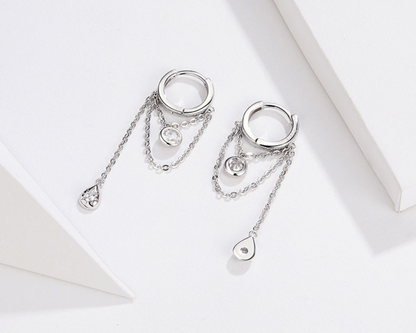 Rebellious personality long s925 sterling silver earrings women plated platinum anti-allergic silver earrings