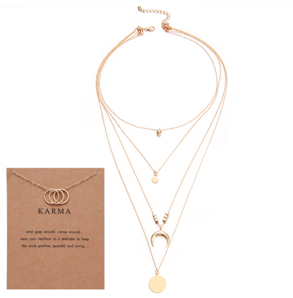 Multi-layer Moon Pendant Necklaces for Women Bohemian Wafer Elegant Necklace