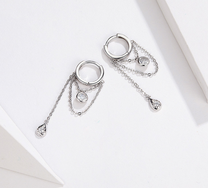 Rebellious personality long s925 sterling silver earrings women plated platinum anti-allergic silver earrings