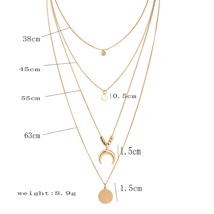 Multi-layer Moon Pendant Necklaces for Women Bohemian Wafer Elegant Necklace