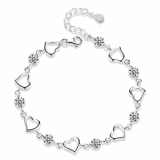 Simple Heart To Heart White Zirconia  bracelets  Trendy Jewelry