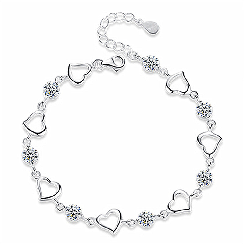 Simple Heart To Heart White Zirconia  bracelets  Trendy Jewelry