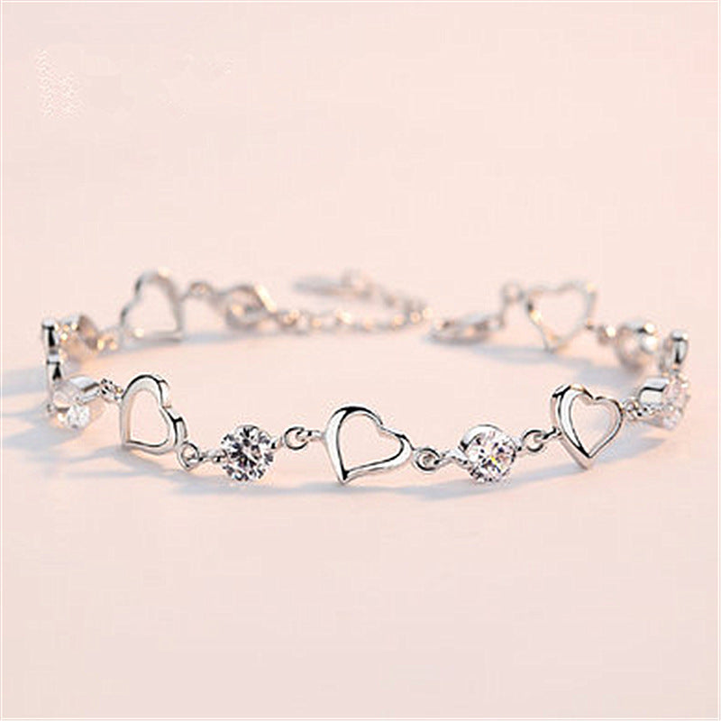 Simple Heart To Heart White Zirconia  bracelets  Trendy Jewelry