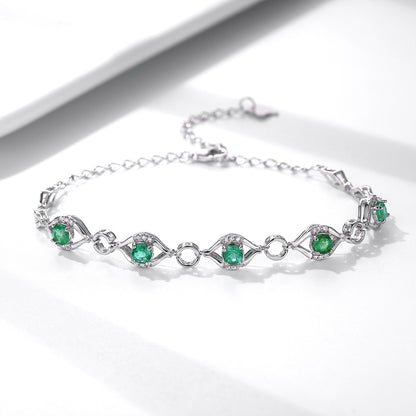 Natural Emerald Bracelet Female S925 Silver Set Gem Jewelry