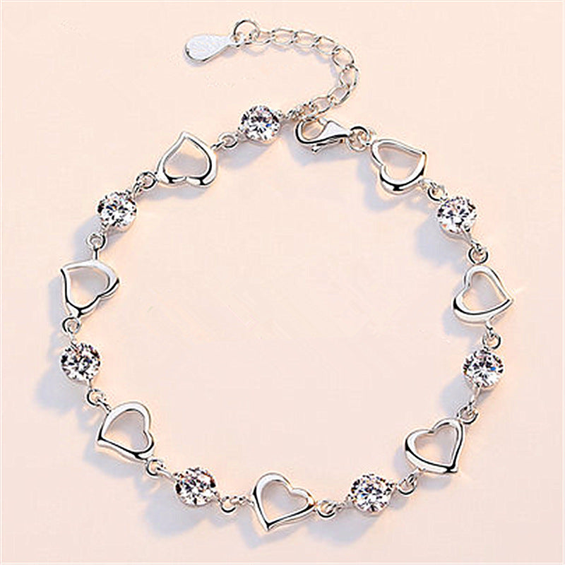 Simple Heart To Heart White Zirconia  bracelets  Trendy Jewelry