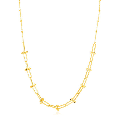 14k Yellow Gold Beaded U Link Chain Necklace