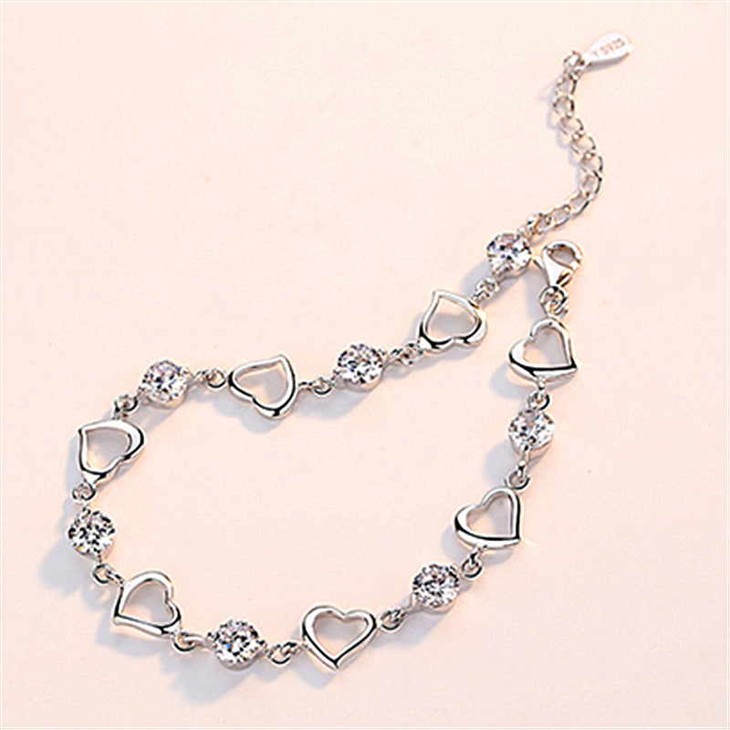 Simple Heart To Heart White Zirconia  bracelets  Trendy Jewelry