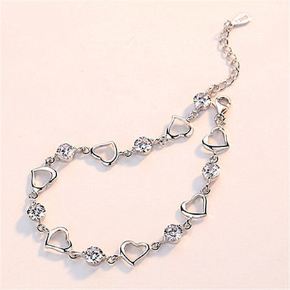 Simple Heart To Heart White Zirconia  bracelets  Trendy Jewelry