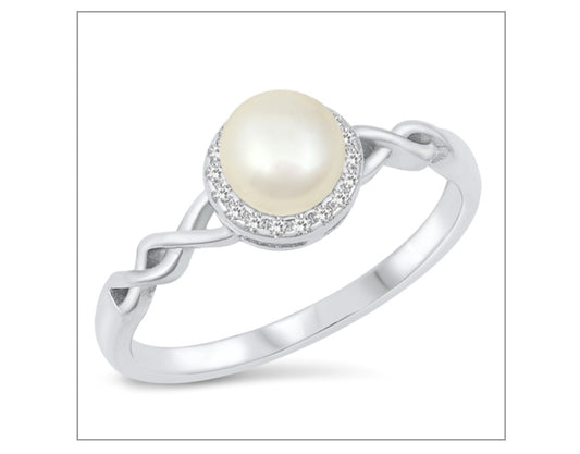 Pearl Silver Ring size